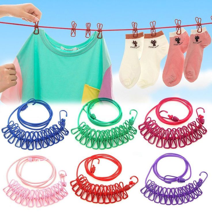 12Clips With Clothes Drying Rope