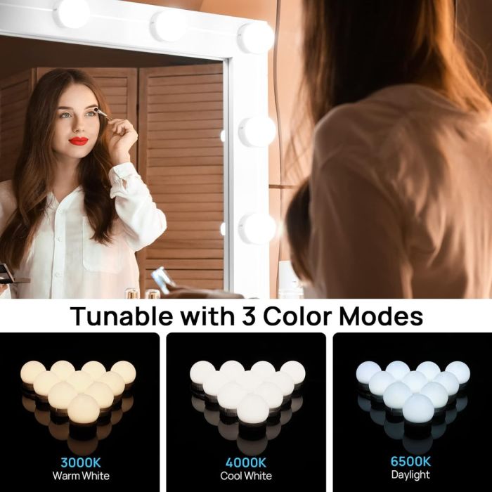 Hollywood Style Led Vanity Mirror Lights Kit with 10 Dimmable Light Bulbs for Makeup Dressing Table (No Mirror Included)