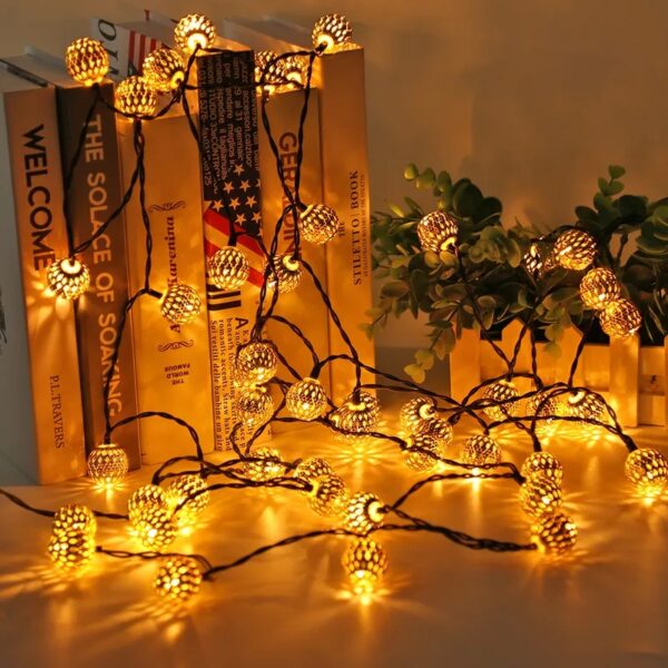 Moroccan Metal Balls String Light (Pack of 10 LED Balls)