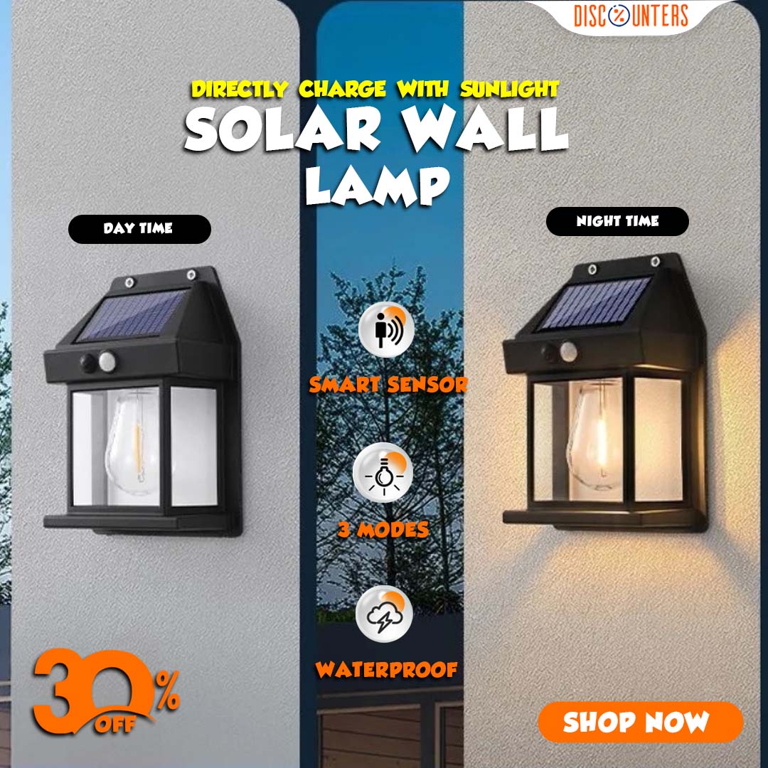 Solar powered vintage led wall lamp