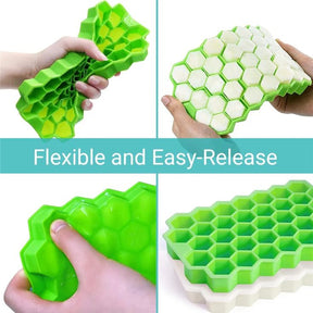 Silicone Ice Cube Tray with Lid - Honey Comb Push Pop Mini Ice Cube Molds