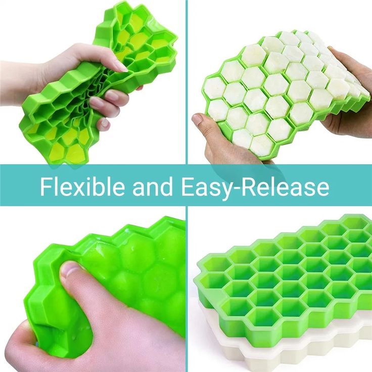 Silicone Ice Cube Tray with Lid - Honey Comb Push Pop Mini Ice Cube Molds