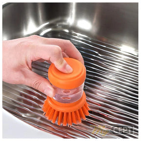 Dish Washing Brush With Liquid Soap Dispenser Stand