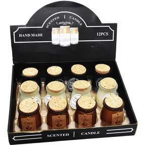 Pack of 2 SCENTED SMOKE FREE GLASS JAR CANDLES WITH WOOD CORK LID