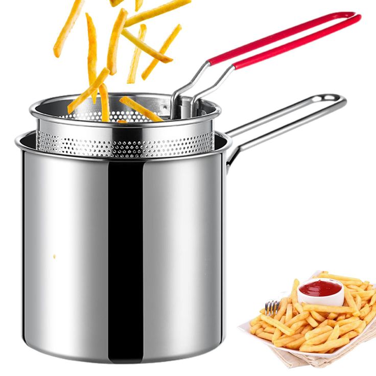 Stainless Steel Deep Fryer Frying Pot With Strainer