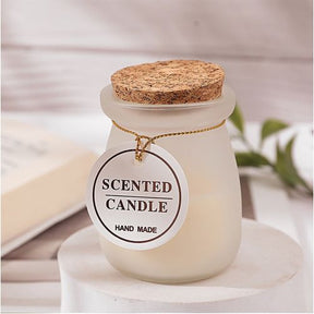 Pack of 2 SCENTED SMOKE FREE GLASS JAR CANDLES WITH WOOD CORK LID