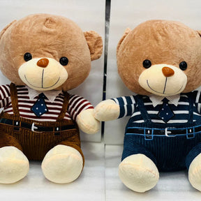 Adorable 40cm Plush Teddy Bear Brown with Striped Outfit and Tie