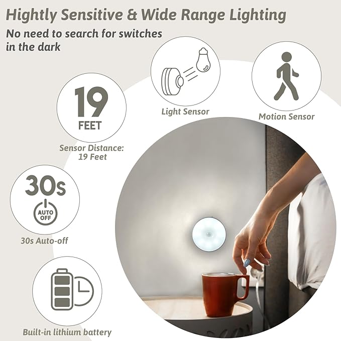 Motion Sensor Light for Home with USB Charging Self Adhesive