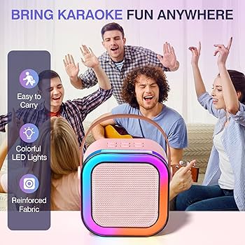 RGB Colorful Mini Karaoke Sound System Model K-12 With Two Microphones