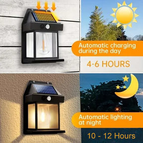 Solar powered vintage led wall lamp