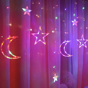 LED Curtain String Lights Moon and Stars