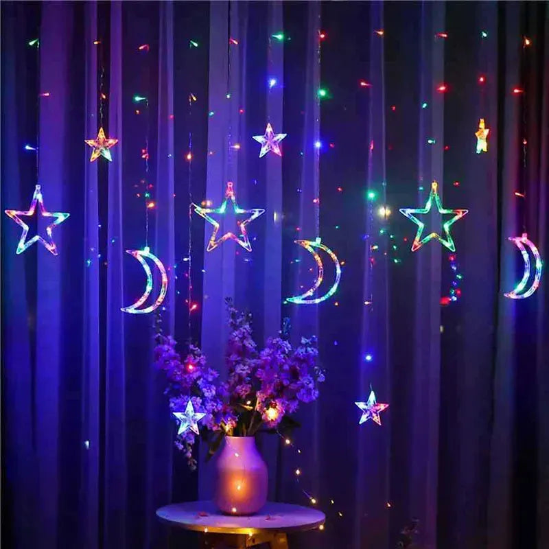 LED Curtain String Lights Moon and Stars