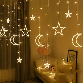 LED Curtain String Lights Moon and Stars