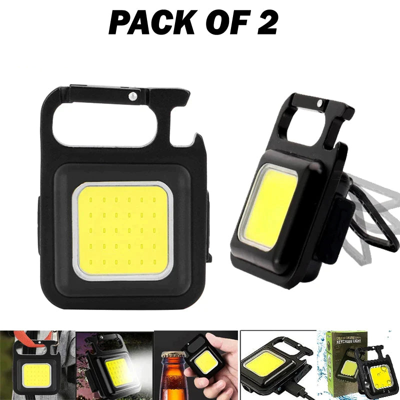 Pack of 2 Portable Multifunctional Super Bright COB Rechargeable Keychain Lights