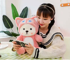 Hoodie Cap Bear Pink Plush Toy