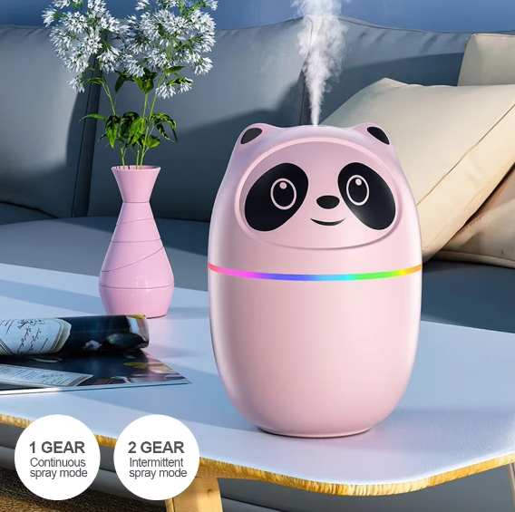 Air Humidifier Cute Panda Aroma Oil Diffuser with Night Light USB Charging Cool