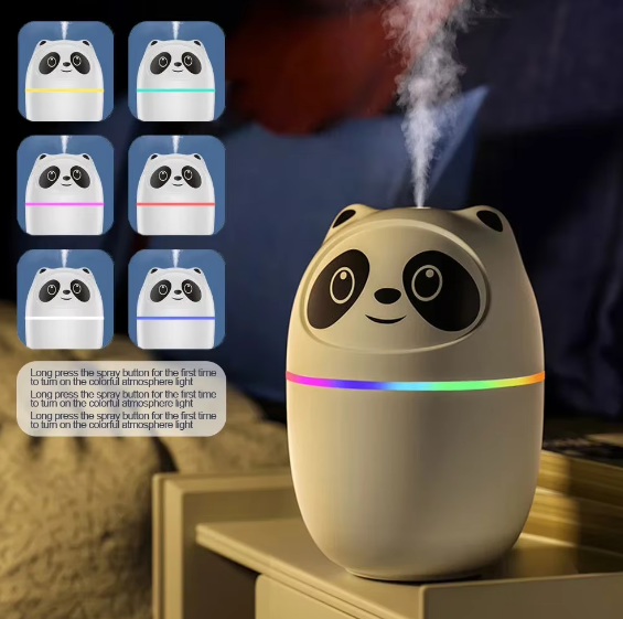 Air Humidifier Cute Panda Aroma Oil Diffuser with Night Light USB Charging Cool