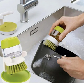 Dish Washing Brush With Liquid Soap Dispenser Stand