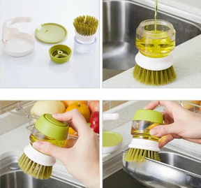 Dish Washing Brush With Liquid Soap Dispenser Stand