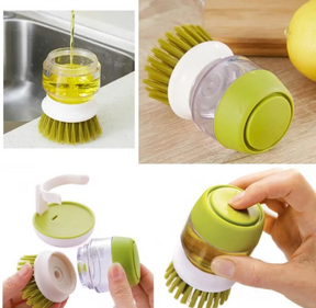 Dish Washing Brush With Liquid Soap Dispenser Stand