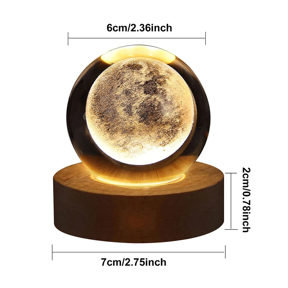 3D Galaxy and Moon Crystal Lamp Ball