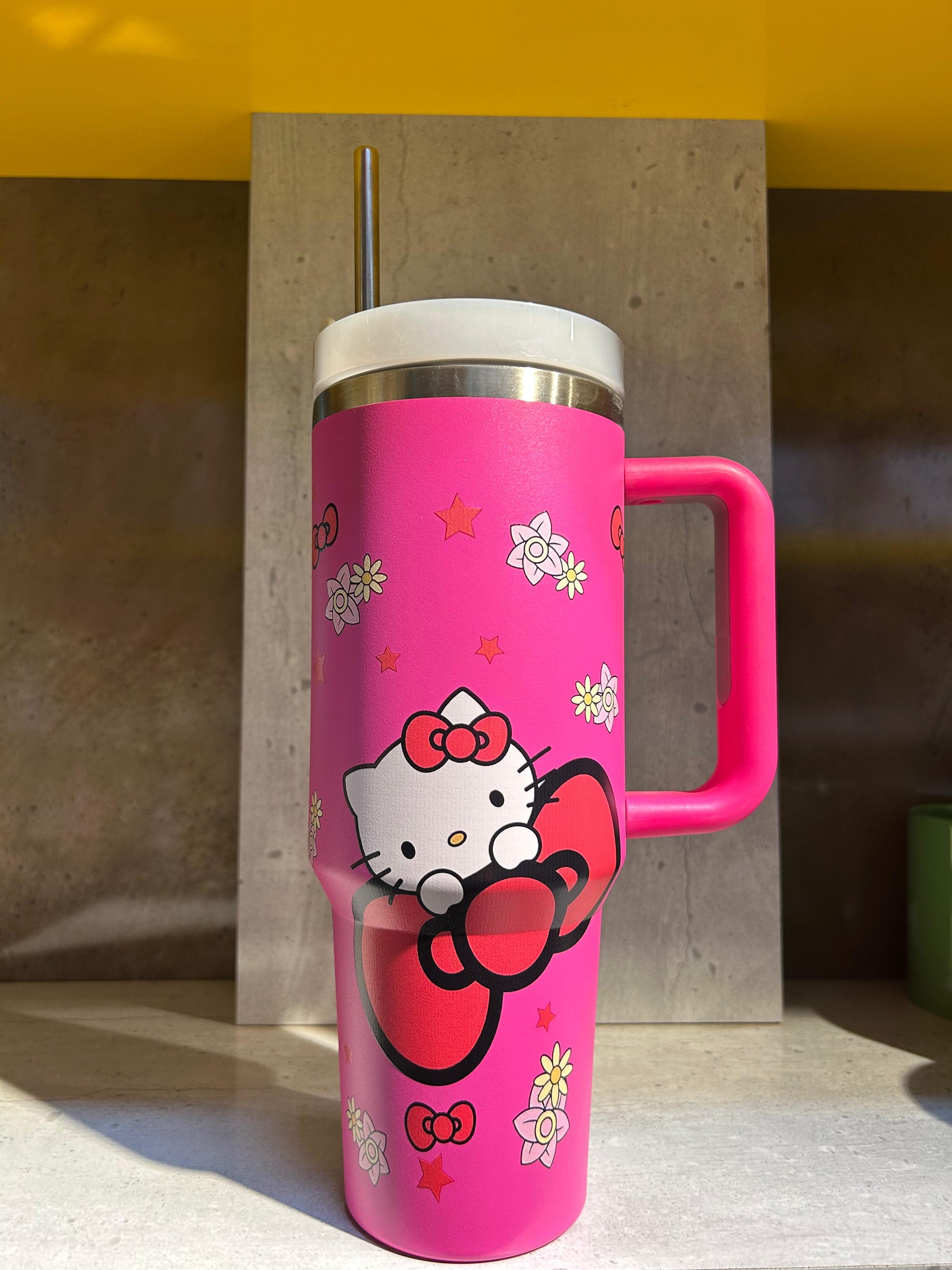 40 Oz Hello Kitty Stanley Dupe Tumbler with Stainless Steel Straw with Lid