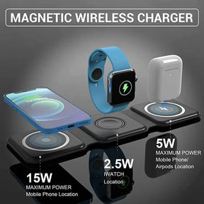 3 in 1 Foldable Fast Magnetic Wireless Charger Mat Pad 15W