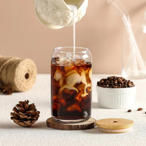 Glass Tumbler with Bamboo Lids and Glass Straw 500ml