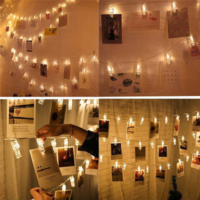 LED Photo Clip String Lights, Battery Operated / Warm Light