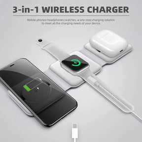 3 in 1 Foldable Fast Magnetic Wireless Charger Mat Pad 15W