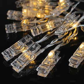 LED Photo Clip String Lights, Battery Operated / Warm Light