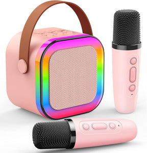 RGB Colorful Mini Karaoke Sound System Model K-12 With Two Microphones