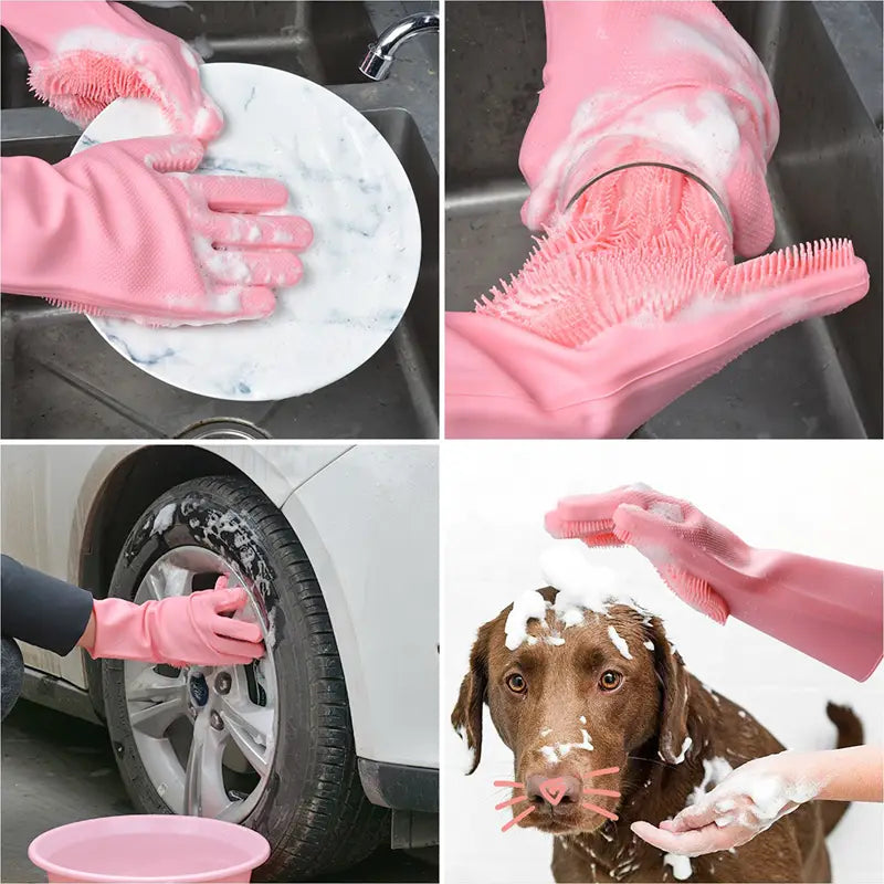 Pair of Silicone Cleaning Gloves