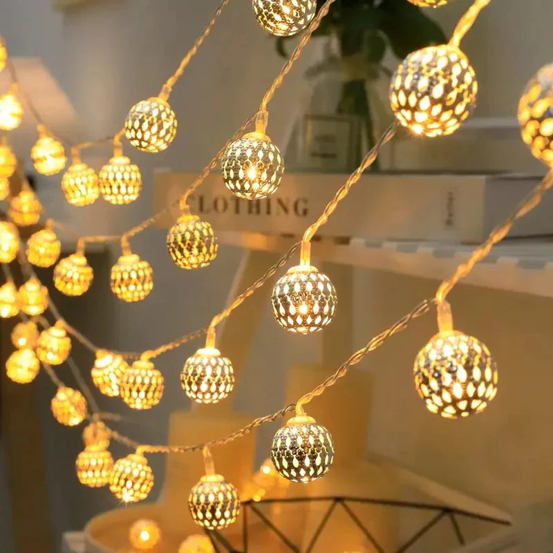 Moroccan Metal Balls String Light (Pack of 10 LED Balls)