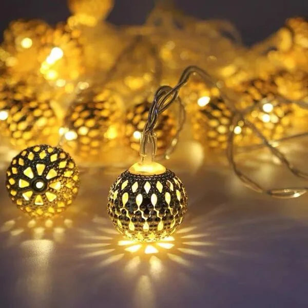 Moroccan Metal Balls String Light (Pack of 10 LED Balls)