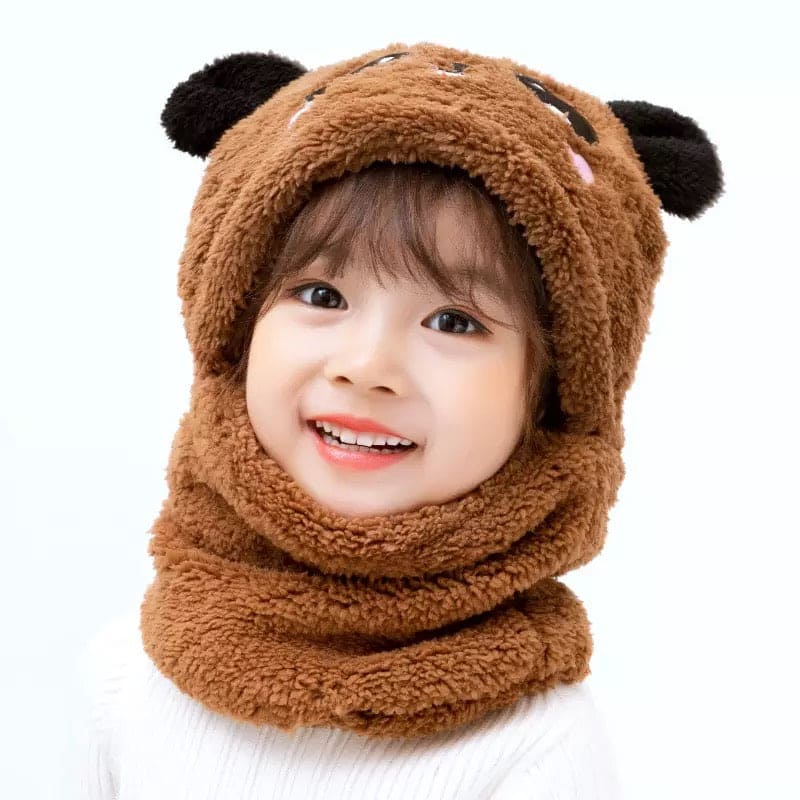 2 Pcs Premium Quality Winter Cute Children Cartoon Scarf Hats