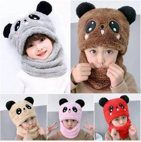 2 Pcs Premium Quality Winter Cute Children Cartoon Scarf Hats