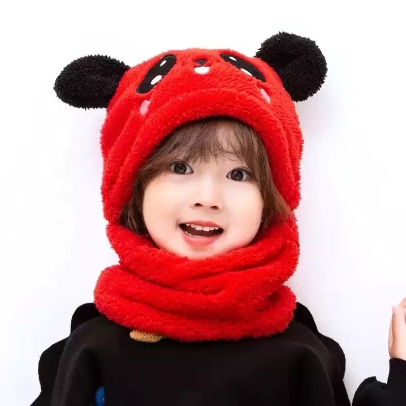 2 Pcs Premium Quality Winter Cute Children Cartoon Scarf Hats