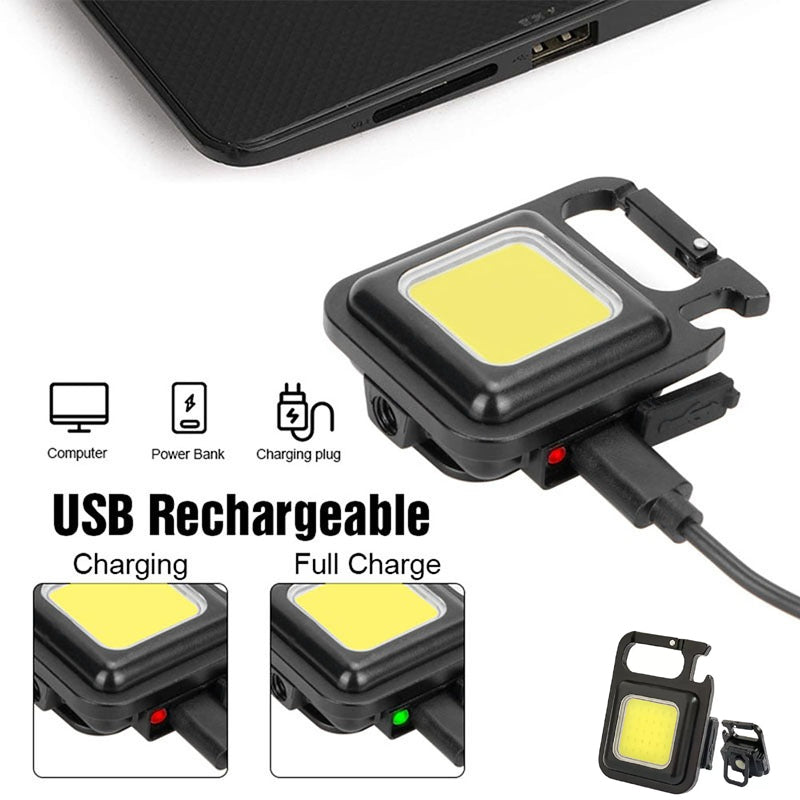 Pack of 2 Portable Multifunctional Super Bright COB Rechargeable Keychain Lights