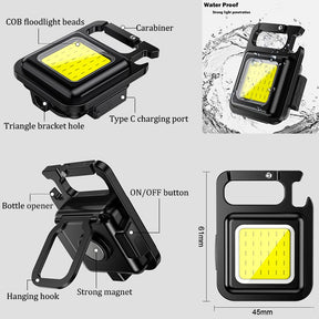 Pack of 2 Portable Multifunctional Super Bright COB Rechargeable Keychain Lights