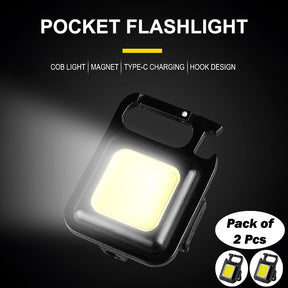 Pack of 2 Portable Multifunctional Super Bright COB Rechargeable Keychain Lights